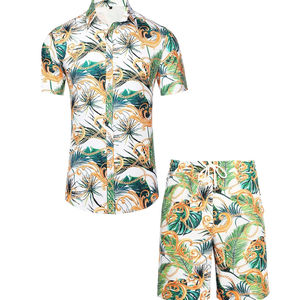 Conjunto de 2 piezas de verano para hombre, traje deportivo transpirable de ocio con camiseta de manga corta y pantalones cortos, patrón sólido para ocio o deportes - Product Image 1