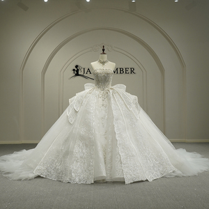 Robe de mariée moderne Jancember GT26016 à col bateau et laçage avec nœud - Product Image 1