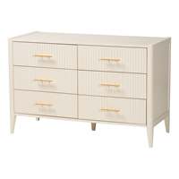 Commode Mid-Century à 6 tiroirs en bois cannelé ivoire 47 "L X 19.7" P X 30.7 "H