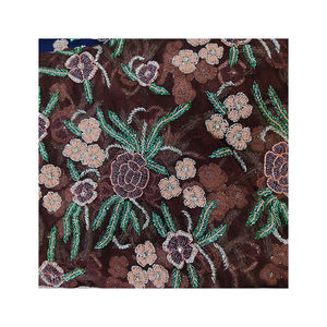 Latest Luxury Beaded Embroidered Net <b>Fabric</b> for Women <b>Eco</b> <b>Friendly</b> Handcrafted Tricot Nonwoven <b>Fabric</b> for Evening and Party - Product Image 1