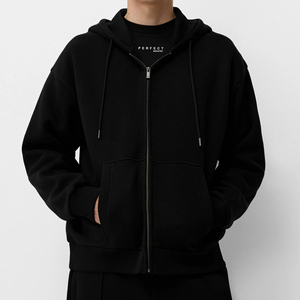 Ventes en gros de sweats à capuche unisexes de couleur noire, sweats à capuche en molleton de coton à demi-zip, sweats à capuche surdimensionnés, impression de logo personnalisé - Product Image 6