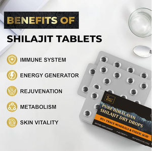 OEM 100% Pure Himalayan Shilajit <b>Tablets</b> 500 mg High Strength Shilajit <b>Tablets</b> Rich in 82% Fulvic Acid and 85+ Trace Minerals - Product Image 2
