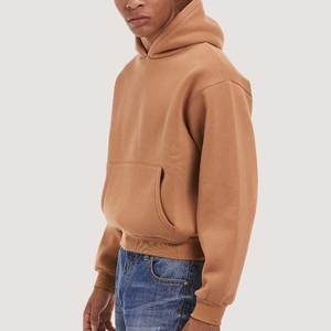 Customized Logo Printed <b>Men's</b> Full-Sleeved Hoodie Boxy Style <b>Crop</b> <b>Top</b> with Zipper Design for Winter - Product Image 1