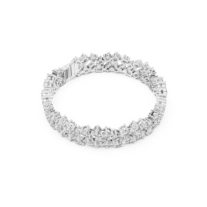 Bracelet de mariage de luxe en argent sterling 925 avec trois rangs de moissanite taille brillant ronde 14,45 TCW – Bijoux fins pour mariée - Product Image 4