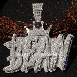 Pendentif alphabétique en argent sterling 925 pour hommes VVS Clarity Moissanite Sparkling Diamonds Letter Pattern - Product Image 1