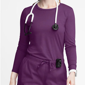 T-shirts à manches longues à col rond ajustés respirants pour infirmières d'hôpital avec logo personnalisé, uniformes de haute qualité - Product Image 1