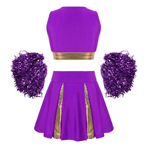Tenues de cheerleading imprimées violettes avec logo personnalisé pour les équipes scolaires féminines, vêtements d'esprit d'équipe, performance et entraînement pour les jours de match - Product Image 4