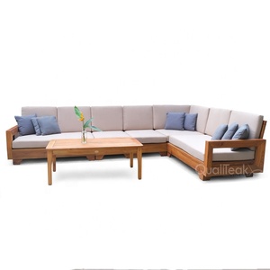Set di Mobili da Giardino <span class=keywords><strong>Oslo</strong></span> con Tavolo e Sedie in Legno di Teak Massiccio con Cuscini Impermeabili - Product Image 1