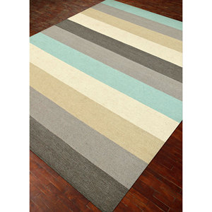 Tapis en jute Indusbar à rayures abstraites, 4 m de large, style kilim, en laine, 10 mm, gris et noir, tissage plat pour usage domestique - Modèle DW-148 - Product Image 2