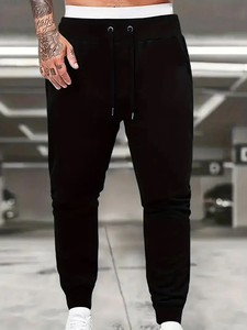 Pantalones de chándal con logotipo bordado para hombre, pantalones de pierna recta de algodón informales con cierre de cordón, venta al por mayor, Joggers para hombre - Product Image 2