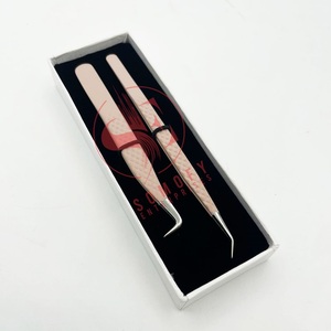 Professional High Quality Somofy Enterprises Stainless Steel Eyelash Extension Tweezers Nude Matt <b>Silver</b> Tips Diamond Grip - Product Image 2