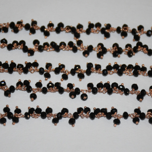 Chaîne de chapelet de grappe de perles de verre de Quartz noir plaqué cuivre noir de qualité supérieure, chaîne de perles de fil pour la fabrication de bijoux - Product Image 3