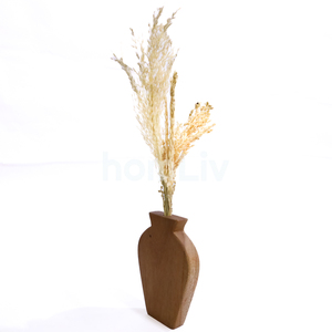 Vase décoratif en bois d'acajou naturel fait main, support minimaliste en bois massif durable pour herbe de la pampa, décoration intérieure - Product Image 3