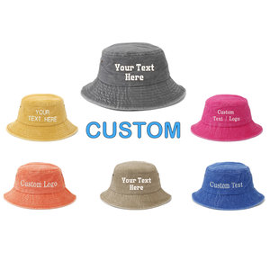 Vente en gros Chapeaux seau Protection solaire Logo brodé personnalisé Tissu en coton Casquettes de pêcheur d'été à large bord réversible - Product Image 4