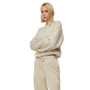Pantalones de chándal acampanados de lana GSM 300 de Color Beige para mujer más vendidos con cintura elástica pantalones pesados para hombres y mujeres - Product Image 3