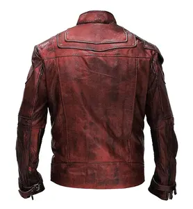 แจ็กเก็ตหนังสำหรับผู้ชายเสื้อแจ็คเก็ตหนังมีซิปออกแบบได้ตามต้องการ - Product Image 3