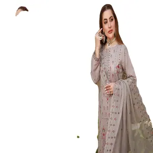 High quality 3 piece suit of lawn shirt chiffon dupatta and cotton trouser super luxury quality indian and pakistani clothing
