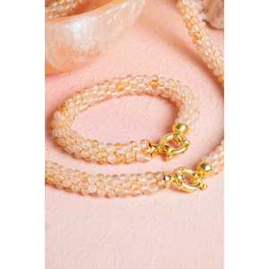 Certified Handmade Knitted <b>Citrine</b> Set with Silver Clasp Necklace 48 cm, <b>Bracelet</b> 19 cm - Product Image 3