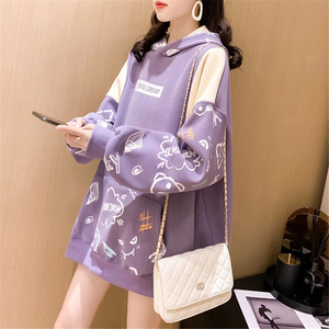 Drop Shoulder Spring Autumn Hoodie Sweatshirt Women Tops Loose Casual Milk Print Hoodies Female - Product Image 2
