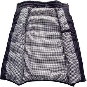 Chaleco acolchado de invierno para hombre de alta calidad con cuello levantado cremallera completa logotipo personalizado cálido con capucha a prueba de viento tela de poliéster a la venta - Product Image 2