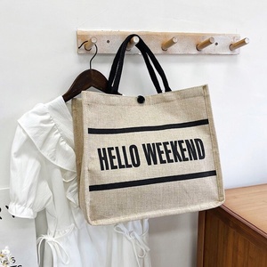 Bolsa de compras de uso diario con diseño personalizado de origen de Vietnam Material de yute de estilo manejado con 2 colores combinados - Product Image 3