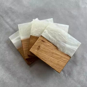 Classic Marble Effect Resin <b>Coasters</b> Wood Base with Swirl Design Elegant for <b>Tables</b> - Product Image 5