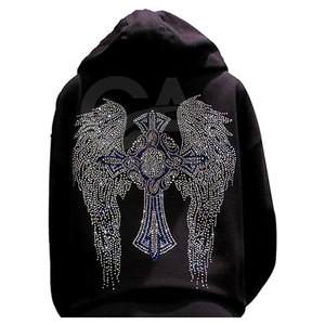 Sweat à capuche surdimensionné pour femme avec strass, logo personnalisé, pull, prix d'usine, services OEM 2025 - Product Image 4