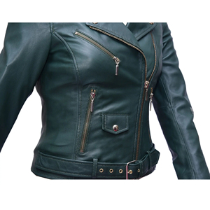 Chaqueta de Cuero Satinado para Mujer, Venta al por Mayor ODM, Cuello Alto, Piel de Oveja, Ideal para Primavera, Diseño OEM Personalizable con Logotipo - Product Image 4