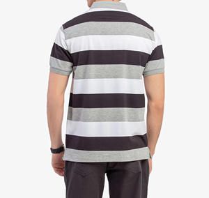 เสื้อยืดผู้ชายคุณภาพสูง ผ้าคอตตอนผสมโพลีเอสเตอร์ 260GSM ลายทางเรียบ แขนสั้น ทรงปกติ แห้งเร็ว ระบายอากาศได้ดี - Product Image 5