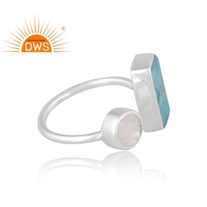 แหวนพลอยอะมาโซไนท์ธรรมชาติสีเงินสเตอร์ลิงและพระจันทร์สีรุ้งเครื่องประดับออกแบบได้ตามต้องการเป็นของขวัญสำหรับผู้หญิง - Product Image 4