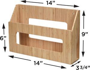 Revistero de bambú/Clasificador de Correo/organizador de carpetas de archivos/estante montado para el hogar o la oficina incluye tornillos - Product Image 3