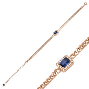 Pulsera de Plata de Ley 925 con Zafiro Corte Baguette en Forma Rectangular y Circonita Cúbica, Joyería Fina - Product Image 5