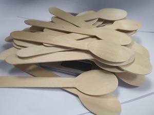 Vajilla desechable CUCHARA DE MADERA NATURAL para comidas 160mm de longitud Ecológico para pastel para fiesta - Product Image 4