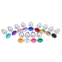 Plug anal masculin en argent, alliage d'aluminium, finition métallique, base en gemme de 13 couleurs disponible, 3 tailles, 100% étanche, jouet pour adultes BDSM