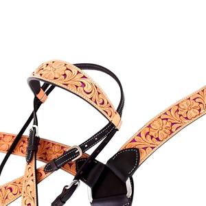 Collier de poitrine en cuir usiné fait à la main Western Tack de cheval Design sculpté floral Durable réglable équitation équipement équestre - Product Image 2