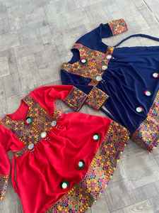 Vestido Tradicional Infantil de Encaje y Chifón con Bordado y Estampado, Estilo Afgano, Transpirable, Largo Maxi, Hecho a Medida - Product Image 3