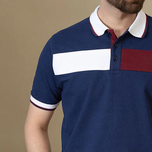 Polos en coton piqué de qualité supérieure pour hommes col et poignets contrastés tarif de gros respirant avec broderie personnalisée de nom de marque - Product Image 2