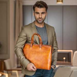 Waterproof Designer Man Woman Best Brown <b>Work</b> Business Computer <b>Bags</b> <b>Men</b> Women Messenger Office Vintage Leather Laptop <b>Bag</b> - Product Image 3