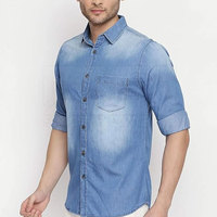 Camisa de Mezclilla Premium para Hombre, Estilo Casual, con Botones, Manga Larga, Anti-Pilling, Transpirable, con Logotipo Personalizado, Proveedor de Ropa al Por Mayor