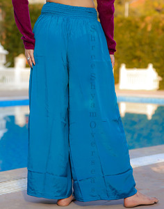 กางเกงเอวสูงสำหรับผู้หญิงกางเกงเอวสูงผ้าไหมพิมพ์ลายโลโก้ตามสั่งฤดูใบไม้ผลิฤดูร้อน - Product Image 3