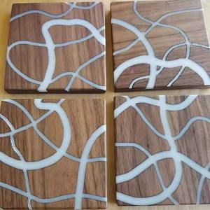 Stock local réduction tarifaire gratuite cadeaux de mariage personnalisés sous-verre en pierre marbre acacia sous-verres en bois pour boissons - Product Image 3