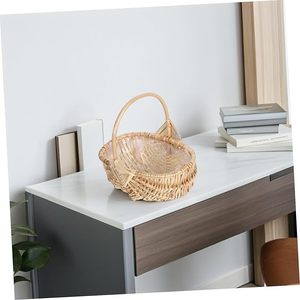 DreamCraft Vintage <b>Wicker</b> Flower Basket with Handle for Floral Arrangements or Home Decor Rattan Picnic <b>Bin</b> Vietnam - Product Image 5