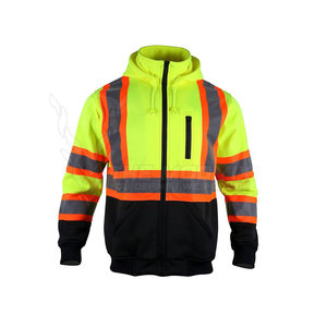 Veste de sécurité réfléchissante jaune à haute visibilité, classe 2 ANSI, imperméable, avec des bandes orange et blanches et un bas noir - Product Image 4