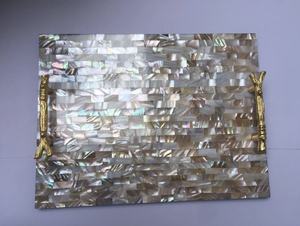 Luxueux Rectangle en forme de nacre incrustation plateau à chocolat Logo personnalisé pour la maison hôtel mariage Eid Ramadan événements décor plateau - Product Image 2