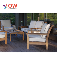 Ensemble de canapés de jardin en teck de haute qualité Mobilier d'extérieur en bois de teck Paito Canapé et table basse Ensemble de meubles d'extérieur