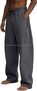 Pantalones de chándal holgados para hombre, de forro polar grueso, de pierna ancha con cordón, joggers casuales para descansar con bolsillos - Product Image 4