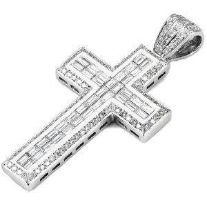 Personalizable Hombres Iced Out Colgante 14K 18K Oro con VS Diamante Rosa Oro Cruz-Hip Hop Joyería - Product Image 5