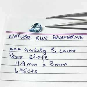 Aguamarina Natural, Corte Facetado en Forma de Pera, Gema Suelta Azul Certificada, 8x12mm, 2ct - Product Image 5
