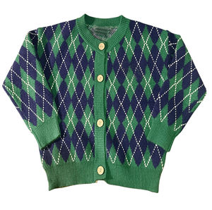 Cardigan décontracté pour femme en maille à motif uni, col en V, boutons grecs, pull en chenille brodé - Product Image 3