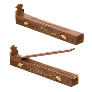 Brûleur d'encens en bois traditionnel élégant avec sculpture florale pour autel à la maison, salle de méditation, temple, utilisation d'aromathérapie - Product Image 6